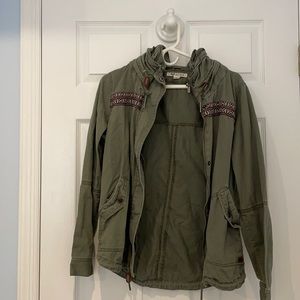 ROXY Green Utility Jacket w/ Patterned Stripe